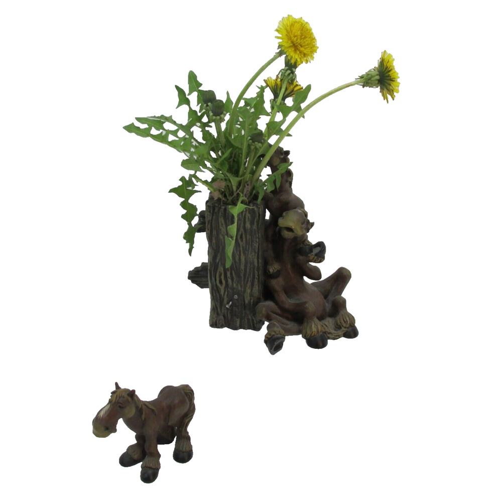 2 Montana Silversmiths Elmer the Horse Pasture Pals Statue Vase Figurine 7 1/2"